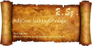Róna Szilvánusz névjegykártya